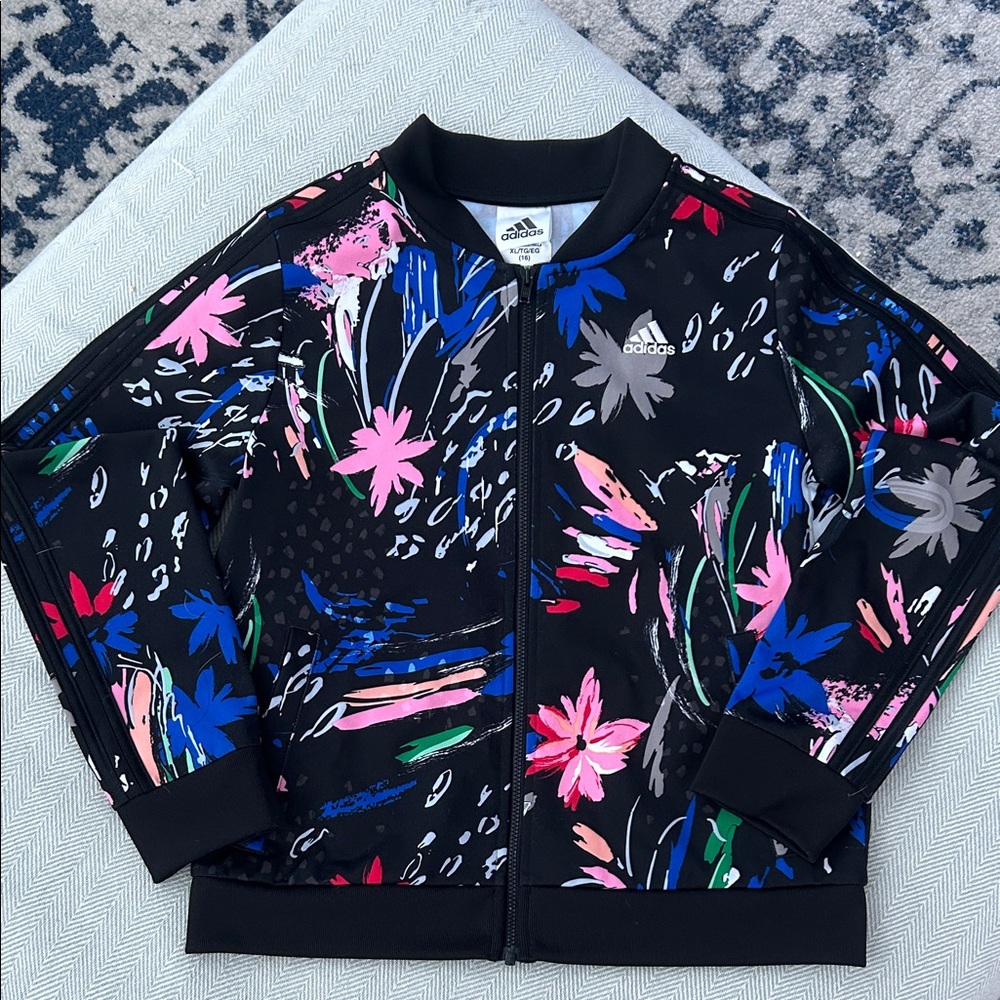 Adidas Zip up Jacket with Floral Accents